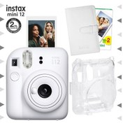 Resim Fujifilm Instax Mini 12 Fotoğraf Makinesi + 20'lu Film + Laporta Albüm + Şeffaf Kılıf Seti Beyaz 