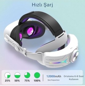 Resim cosmostech C2 Pro Meta Quest 3 ve 3s Sanal Gerçeklik Gözlüğü Uyumlu Rgb Şarjlı Head strap başlık 