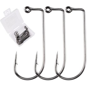 Resim 20 adet / kutu Jig Büyük Seri Olta Kancaları - Ofset Jigs Tuzlu Su Levrek Solucanları ve Sazan Balıkçılık Aksesuarları için Balık Kancaları Kutu ile Mücadele 