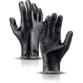 Resim Erkekler ve Kadınlar için 1 Çift Kış Eldiveni - Fermuarlı Cep Detaylı Termal Polar Rüzgar Geçirmez Kayak Eldivenleri, Dokunmatik Ekran Uyumlu, Kar Kaykayı, Kar Sporları ve Dış Mekan Aktiviteleri için Güçlendirilmiş Tutuş (Siyah), Soğuk Hava Ekipmanı 