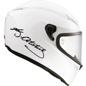 Resim Yarımada Bahçe YB Tek Renk Atatürk Imzalı Kask Sticker Etiket Modeli 20 Cm 2 Adet 