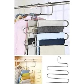 Resim Pantalon Askısı Metalik Dolap Içi Akıllı Krom Askı Çok Katlı Pantolon Askısı (5 Katlı) 