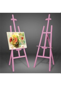 Resim Şövale Çam Renkli Pembe Düğün Afişi İçin 