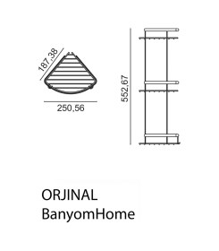 Resim Çelik Banyo Paslanmaz Çelik Zerrin 3 Lü 19x19 Cm Şampuanlık Köşe Süngerlik Krom 