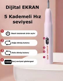 Resim MOBEE Şarjlı Tırnak Freze + UV Oje Kurutucu 9 Parça Set Şarjlı Tırnak Törpü Manikür Pedikür Seti 