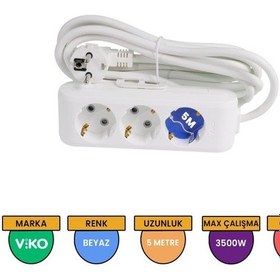 Resim Viko Multi-let 3'lü Grup Priz Topraklı Çocuk Korumalı 5 Metre Beyaz - 90113305 