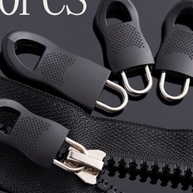 Resim 10 adet Çıkarılabilir Fermuar Çekicileri - Bagaj, Okul Çantaları, Ceketler ve Kot Pantolonlar için Dayanıklı Alaşım & Kauçuk Yedek - Metal Karabina Klipsli Siyah Plastik Fermuar Başlıkları 