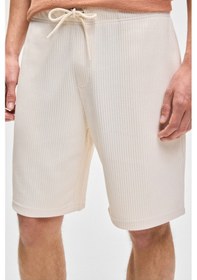 Resim Grimelange MALYES Erkek Beli Lastikli Kordonlu Yanda Çift Arkada Tek Cepli Relaxed Fit Krem Şort & Bermuda 