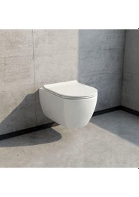 Resim Turkuaz Cerastyle City Rimless Kanalsız Asma Klozet Ve Gömme Rezervuar Tam Set Bella Kapak Beyaz 