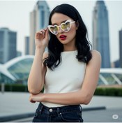 Resim Vibe Costume Hediyevim Kalp Efektli Gözlük Beyaz Kalp Efektli Yaratan Gözlük 