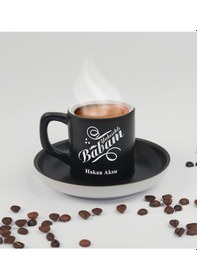 Resim Bk Gift Kişiye Özel İsimli Baba Temalı Siyah Türk Kahvesi Fincanı&metal Kalem&çakmak&kartlık Cüzdan Hediye Seti, Sevgiliye Hediye-6, Babaya Hediye, Ba 