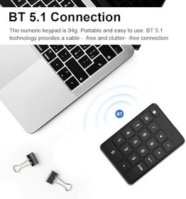 Resim kajilai Kablosuz Sayısal Tuş Takımı BT5.1 Sayısal Ped 19 Tuşlar Ultra-ince Tasarım Taşınabilir Mini Numpad Ergonomik tasarım Dizüstü Masaüstü, PC, Dizüstü Bilgisayar için Sessiz Sayısal Ped Siyah 