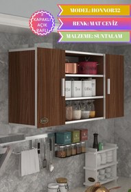 Resim Kenzlife Hazır Mutfak Honnor32 Ceviz 060*120*32 Mutfak Banyo Dolabı Kapaklı Raflı 