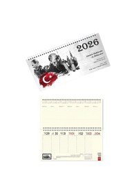 Resim 2026 Atatürk Haftalık Masa Takvimi Masa Sümeni Büyük Boy 33x16 Cm 