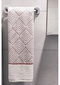 Resim Geometrik Desenli Zemini Renkli Bambu El Havlusu - 50x90 Cm - Kiremit Kiremit 