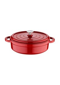 Resim Olika Iron 24 Cm Demir Döküm Basık Tencere Kırmızı 