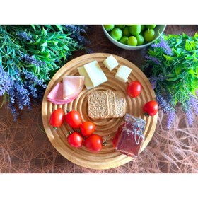 Resim ALLEGRI Bambu Top Ayaklı Yuvarlak Pasta Kek Standı Kahvaltı Sunumluk Servis Standı 27 Cm 