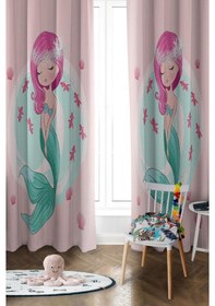 Resim Parlak Saten Mikro Kumaş Çift Kanat Çocuk Odası Fon Perde Takımı Prd0042 
