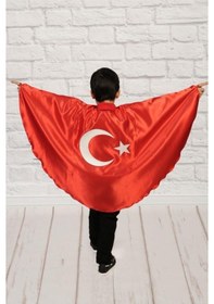 Resim Alm Ay Yıldız Bayrak Pelerin Kırmızı 