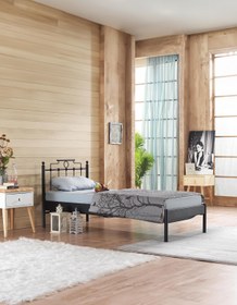 Resim Unimet Hatkus-s Tek Kişilik Ferforje Metal Karyola-siyah (AHŞAP LATALI) 