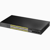 Resim Cudy GS5024PS4 4 SFP USB RJ45 2 Consol 24 Port Gigabit L3 400 W PoE+ Yönetilebilir Metal Rack Mount Switch Cudy