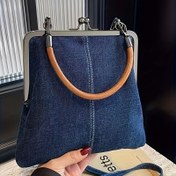Resim El Yapımı Kadın Çapraz Vücut Çantası, Bükme Kapatma & Çıkarılabilir Askılı - Katlanabilir Açık Mavi/Mavi Omuz Çantası, Püskül Detayları, Polyester Astar, Günlük ve Resmi Etkinlikler için Elde Yıkanabilir, Çok Yönlü Moda Aksesuarı, Sağlam Turnlock 