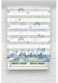 Resim Perdecizade Enxboy Bulutlar Dijital Baskılı Zebra Perde-cocuk Odası-stor Perde Renkli 