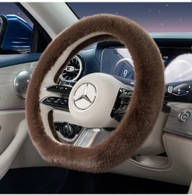 Resim Honeybeeshop Yüksek Kaliteli Uzun Peluş Kaymaz D Şekilli Direksiyon Simidi 7 Renk Seçeneği Mocha Moka Öğeler 