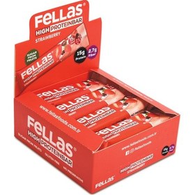 Resim Fellas Yüksek Protein Bar Çilekli 45 x 12 Adet 