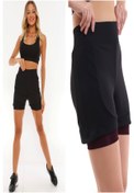 Resim winmoda 2'li Kadın Sporcu Şort Içden Taytlı / 2 Piece Women's Shorts With Inner Tights 
