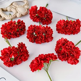 Resim 24 adet - Bahar Miniatur Yapay Çiçek Karneler Çiçek Buketi, Düğün Parti Dekorasyonu DIY El Yapımı Çelenk Yapımı Şeker Kutusu Süsleri, Anneler Günü Hediyesi, Sevgililer Günü, Öğretmenler Günü, Paskalya, Yaz, Sonbahar Dekorasyonları 