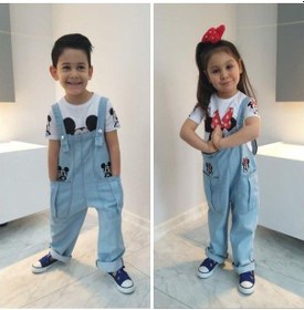 Resim Modavals Mınnıe & Mıckey Tulum Kardeş Kombin Mınnıe Bahçıvan Tulum & Tshırt Mavi 