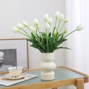 Resim 15 adet Gerçek Dokunuşlu Yapay Tulip Çiçeği - Düğünler, Nişanlar, Ev ve Bahçe Dekoru için mükemmel | Vazasız 