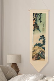 Resim Duvar Halısı Pinterest Dekoru, Hokusai Sanat Serisi 100cm Kanvas Flama Askılı Duvar Örtüsü NO:650 - Renkli - 3 / 30 x 100 