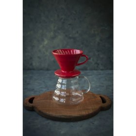 Resim BLACK GOAT Kahvehanem V60 02 Kahve Demleme Tanışma Seti - Retro Kırmızı (Dripper + 600 ml Kahve Sürahisi) 