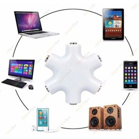 Resim 5 Li Kulaklık Çoklayıcı Splitter 5 Port 3.5Mm Çoklayıcı Kablo 