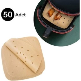 Resim LTG Nova 50 Adet Fryer Pişirme Kağıdı Tek Kullanımlık Hava Fritöz Yapışmaz Yağlı Kağıt Delikli 