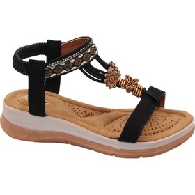 Resim Celira Akç A25 Siyah Günlük Taşlı Kadın Sandalet Ayakkabı Çok Renkli 