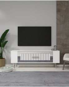 Resim Retrolp3ct Tv Sehpası Beyaz-gümüş 