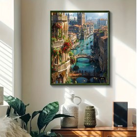 Resim Venedik Su Manzarası Boyama Seti - Yuvarlak Rhinestone Nakış Mosaic Sanat, Çerçevesiz El Sanatları Seti, Ev Yatak Odası, Oturma Odası, Çalışma Odası, Banyo Dekorasyonu, Noel ve Sevgililer Günü için Mükemmel Hediye 