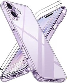 Resim m.tk moveteck iPhone 17 ile Uyumlu Kılıf, Kamera Korumalı Yumuşak Silikon, Şeffaf + Ekran Koruyucu Cam 2'li Set 
