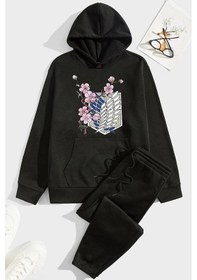 Resim Uyguntarz Unisex Flowers Eşofman Takımı Siyah 
