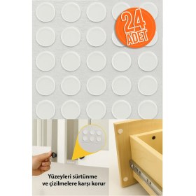 Resim Elysian 24’lü 18MM Yapışkanlı Şeffaf Silikon Ses Stoperi, Dolap Çekmece Tamponu Kaydırmaz Cam Masa Altlığı 
