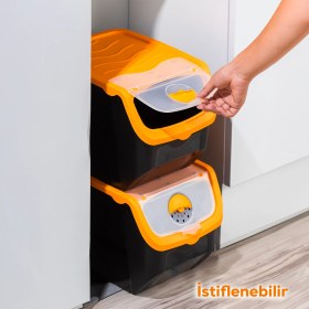 Resim Porsima 1506 Turuncu 2'li Çok Amaçlı Plastik Patates Soğan Sarımsak Saklama Kutusu 12L 