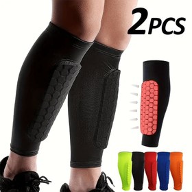 Resim 2 adet Spor için Uniseks Kompresyon Bacak Kılıfları, baldır spor ekipmanları, bal peteği pedleri ile baldır sıkıştırma kollukları, futbol, beyzbol, boks, taekwondo için çok uygun 