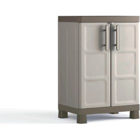 Resim Sadece Nette Modern Tasarımlı Plastik Banyo Dolabı Bej MDF Malzemeden 65 x 45 x 97 cm Boyutlarında 