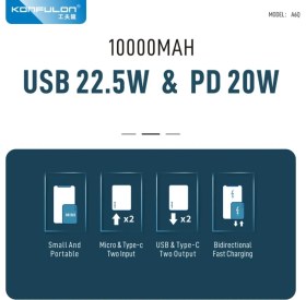 Resim Coverzone Konfulon Mini Powerbank 10000MAH 22.5W ve PD20W Type-C Input ve Output iPhone 11 12 13 14 15 Uyumlu Powerbank Beyaz Renk Güç Bankası A6Q 