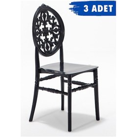 Resim 3 Adet Venüs Siyah Pratik Sandalye / Balkon-bahçe-mutfak 