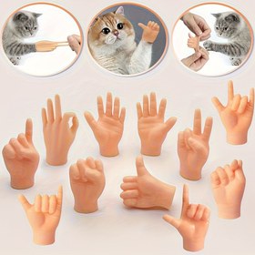 Resim 12 Adet Gerçekçi Mini Parmak Eller - Toksik Olmayan Bej Kukla Elleri, DIY El Sanatları, Şaka, Tiyatro, Cosplay İçin - Esnek Pozlanabilir Uçlar, Partiler, Oyunlar ve Parti Hediyeleri İçin İdeal 