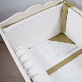 Resim Ekru - Haki Bebek Uyku Seti - Sosis Bumper / 80x130 
